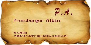 Pressburger Albin névjegykártya